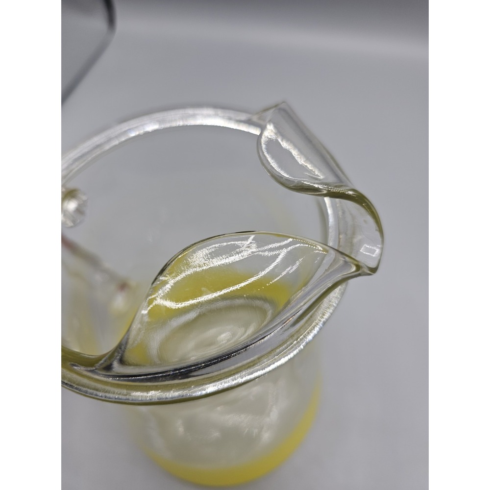Vintage Blendo Frosted Yellow Pitcher West Virginia Glass 9.5" MCM 50s 60s - Picture 6 of 9